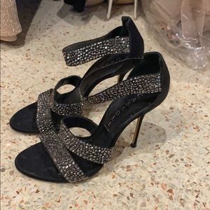 High Fashion Casadei Black and Crystal heels